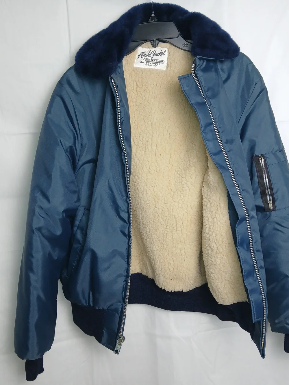 Vintage Men's Navy Blue Nylon Flight Jacket - Size Medium‎